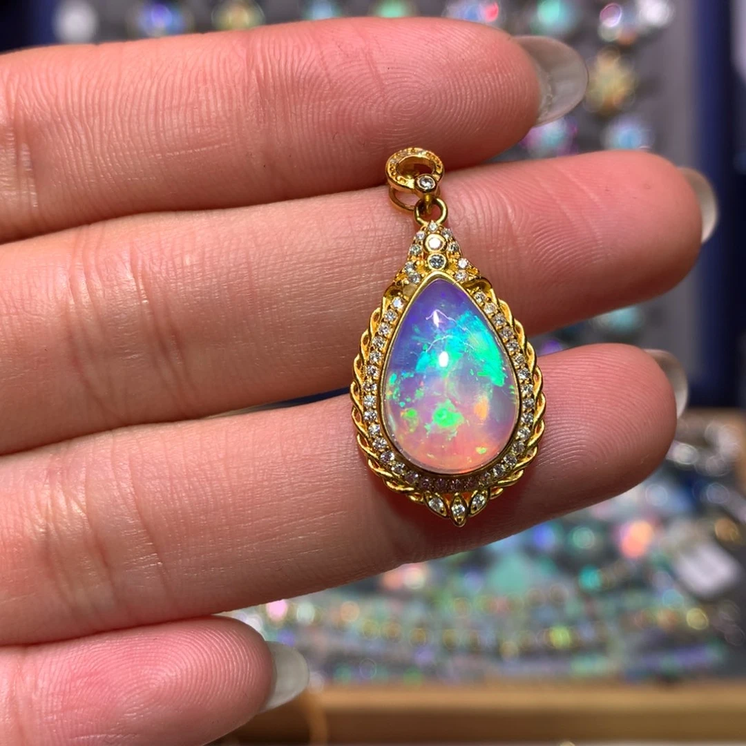 银S925镀金镶嵌欧泊吊坠款式