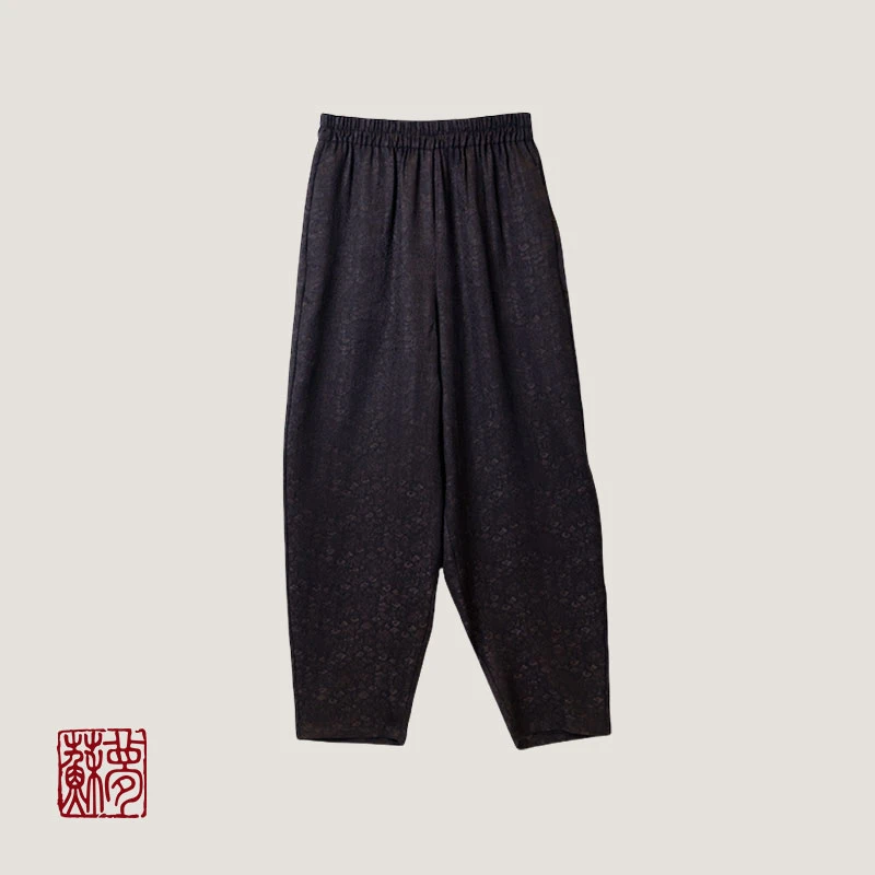 蘇夢【福】暮夜碎花香云纱百搭实穿休闲直筒裤小脚裤0107411