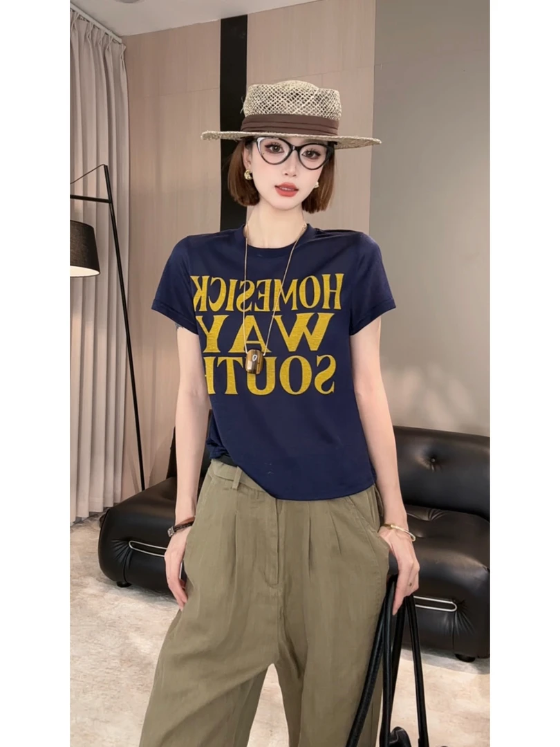 zz · 【海的印迹】凉感印花短袖女时尚百搭小众减龄t恤女349