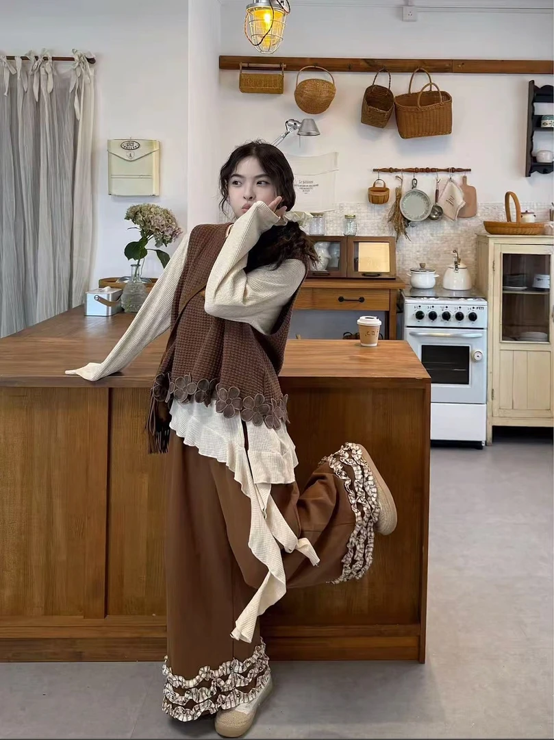 休闲风时尚套装套装流苏保暖宽松甜美韩版冬季699527