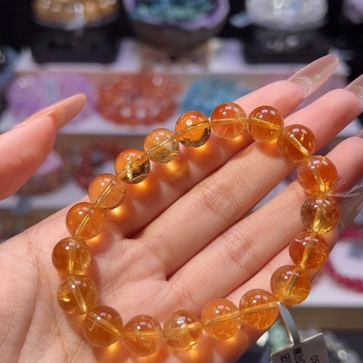 水晶手串未镶嵌顶货金红料黄阿塞10.1mm