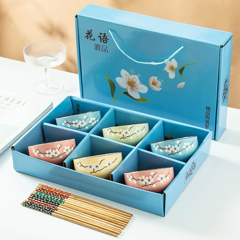 日系陶瓷套装【6碗6筷】家用套装礼品碗筷套装礼盒装日式