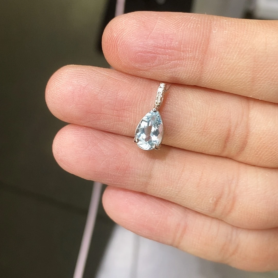 海蓝宝石颈饰银S925镶嵌