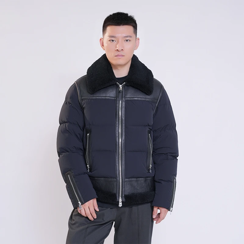 邂逅 进口羊毛拼接羽绒服高密面料90匈牙利白鹅绒保暖蓄热 4012