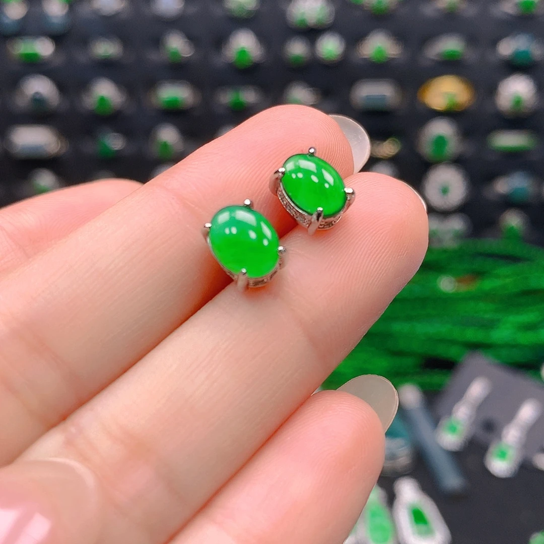 翡翠未镶嵌吊坠(不含链)耳钉