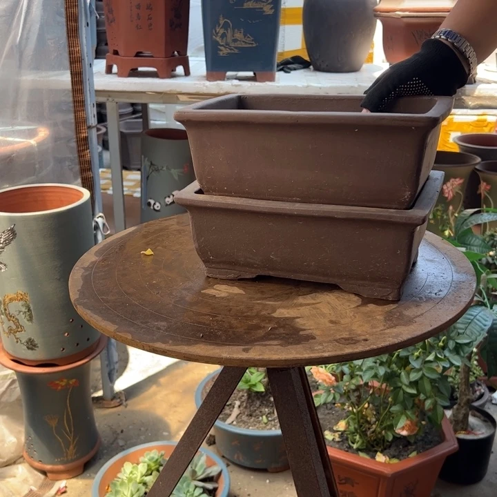 宜兴紫砂花盆26+26素面马槽