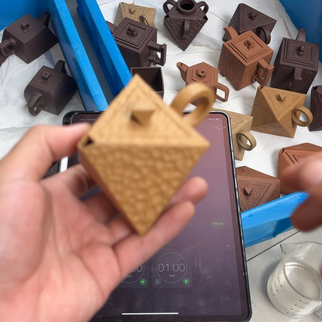 紫砂茶壶全手工网孔八方玲珑120cc黄段