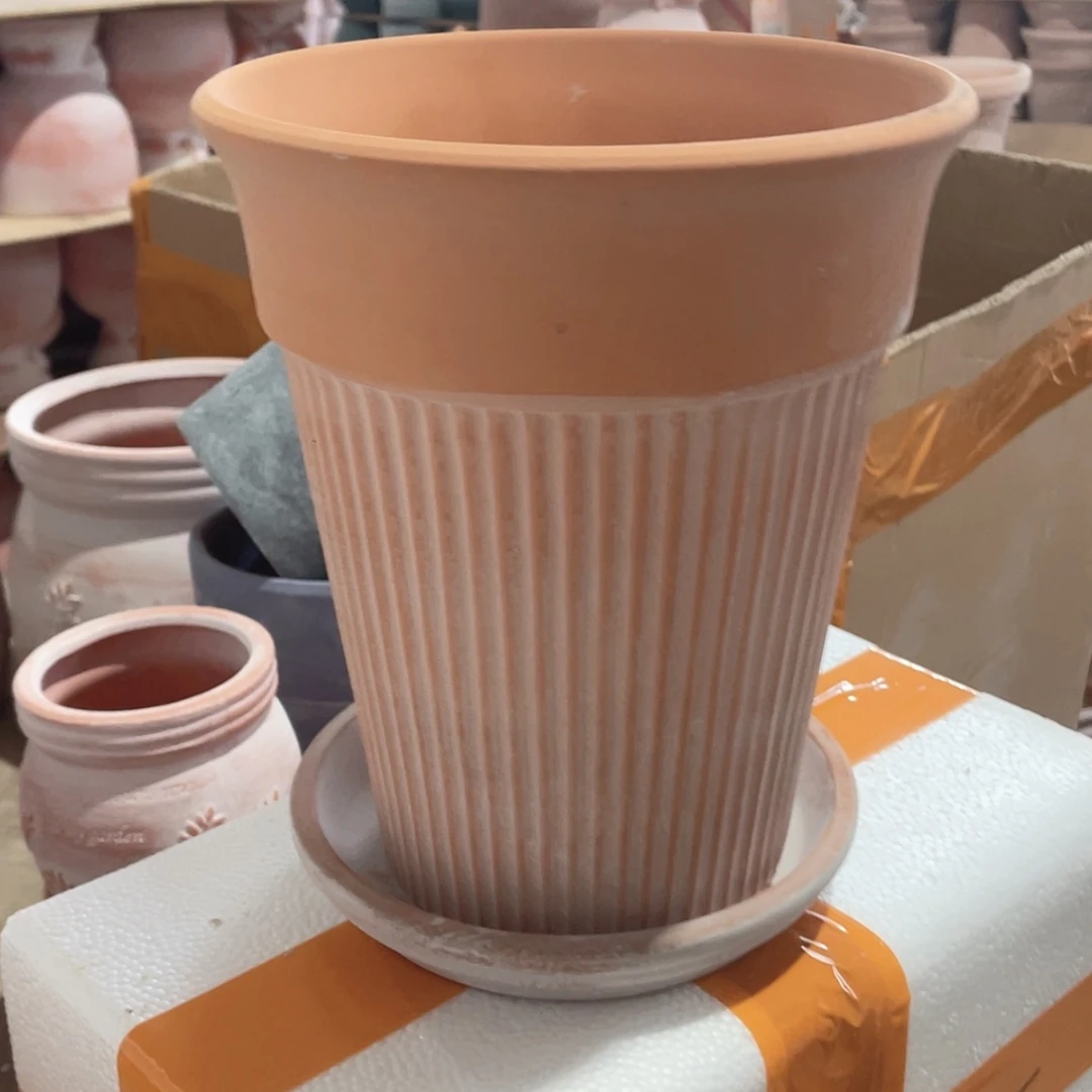 【闪购商品】红陶带托复古竖纹高脚18-21