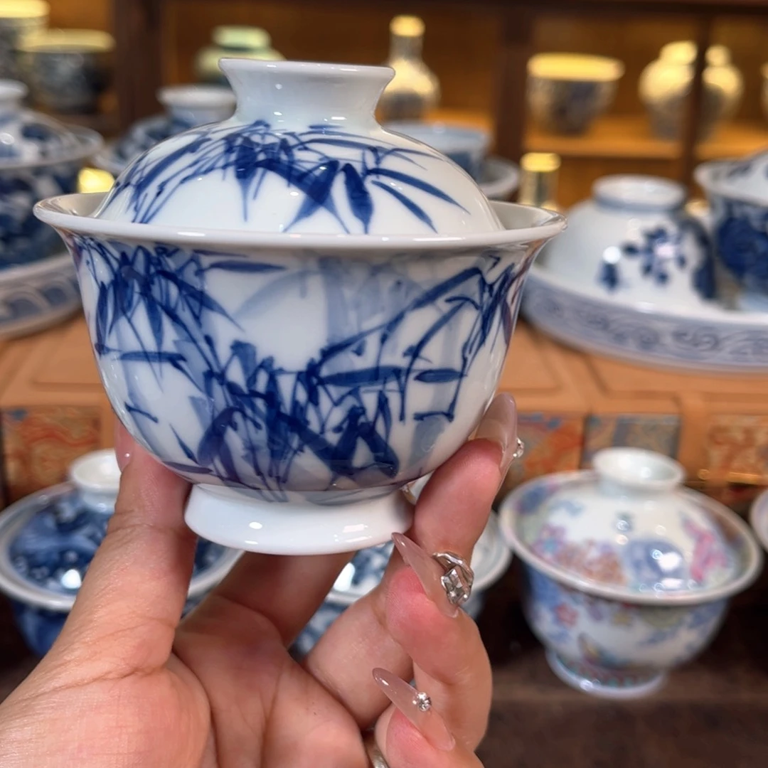 景德镇手工手绘茶器盖碗