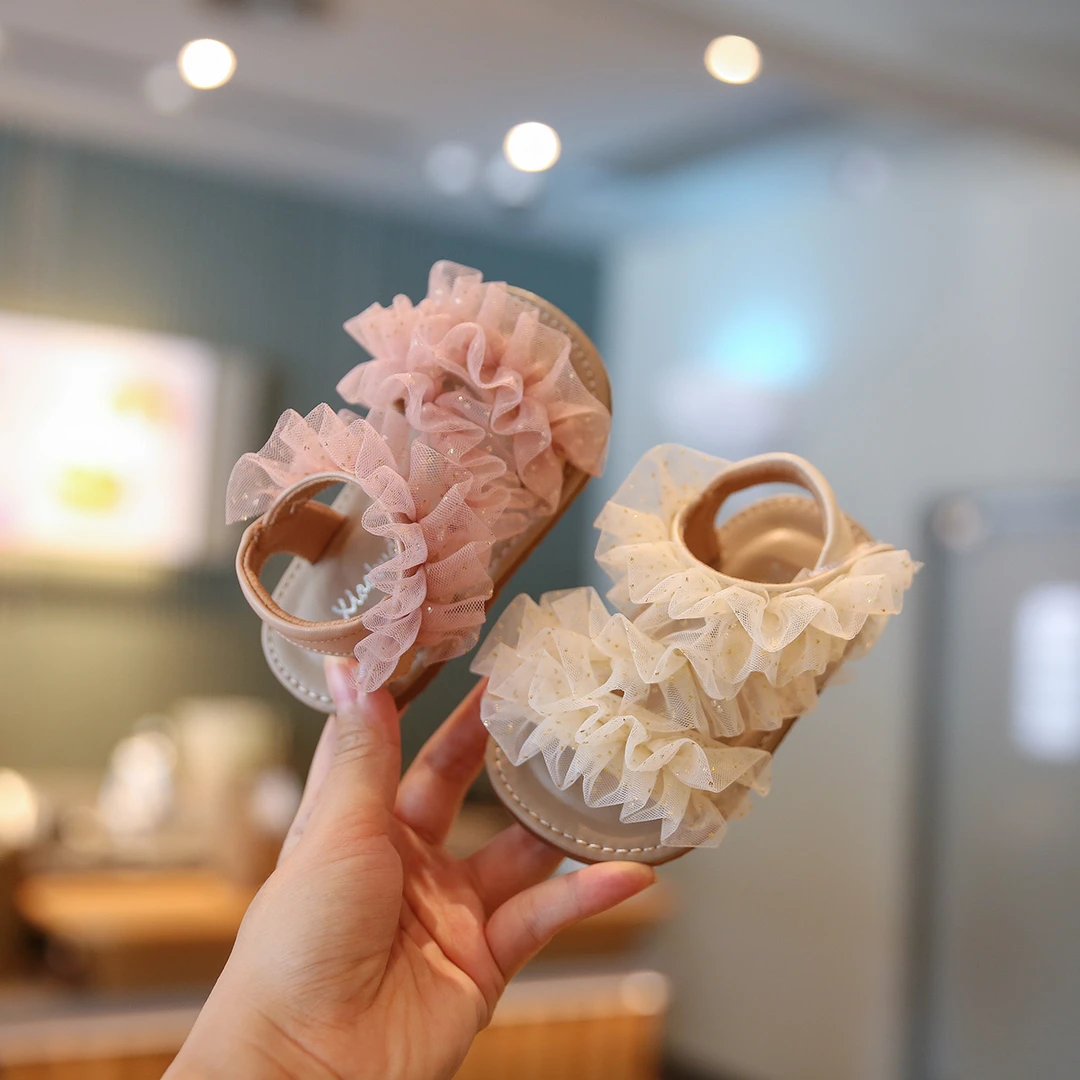 女宝宝蕾丝软底防滑婴儿学步鞋1一2-3岁幼儿公主鞋小童鞋凉鞋夏款