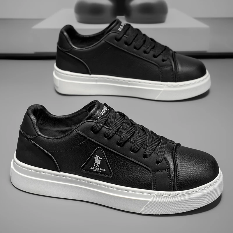 夏秋季韩版潮流粒面皮休闲鞋青年时尚男小白鞋运动休闲板鞋极简风