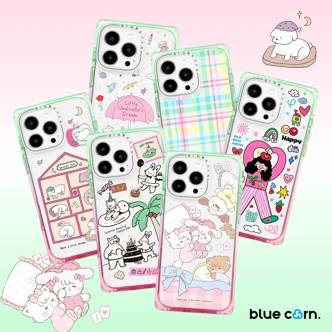 Bluecorn桃汽薄荷 粉绿奶方直角适用iPhone16/15ProMax手机壳