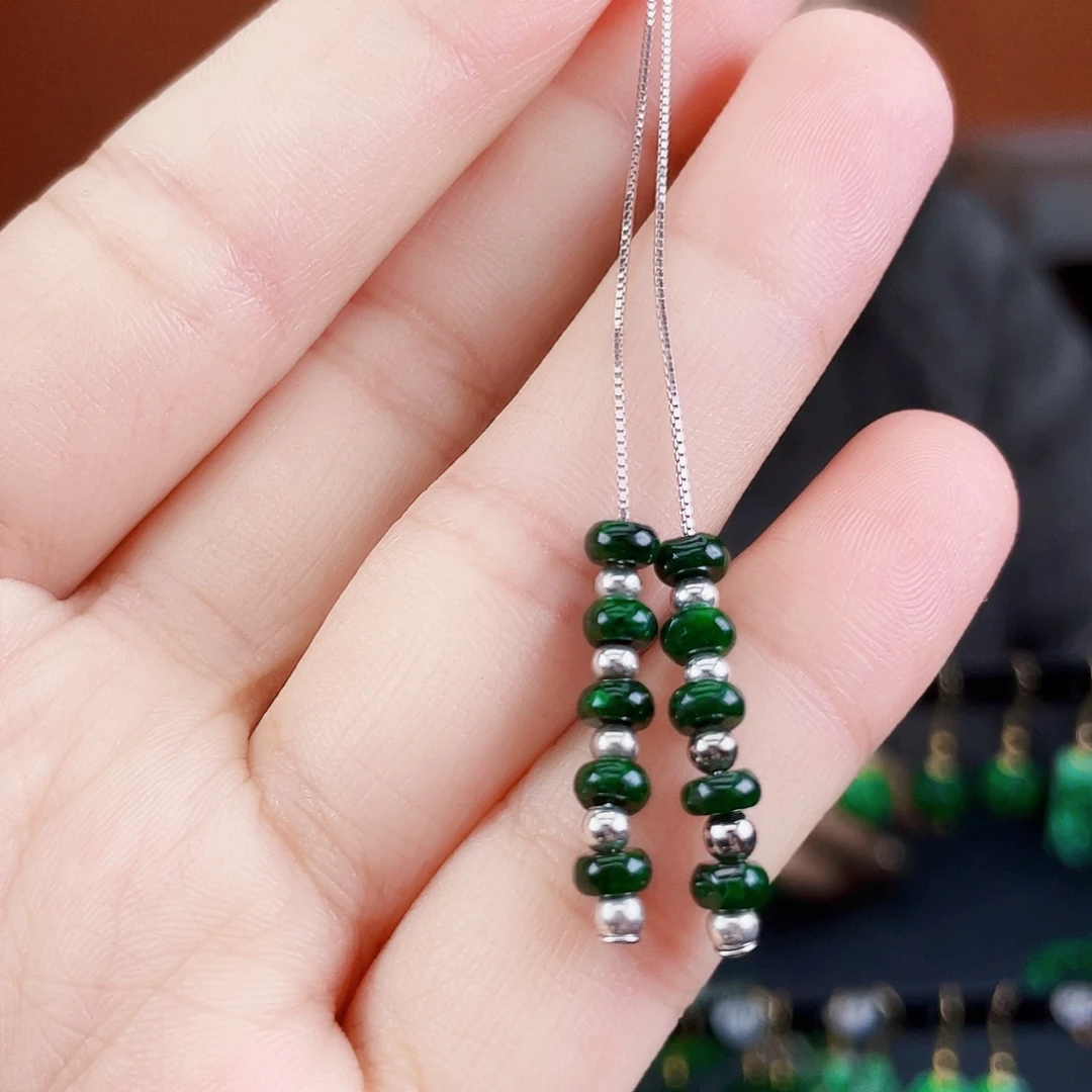 翡翠银S925镶嵌耳饰