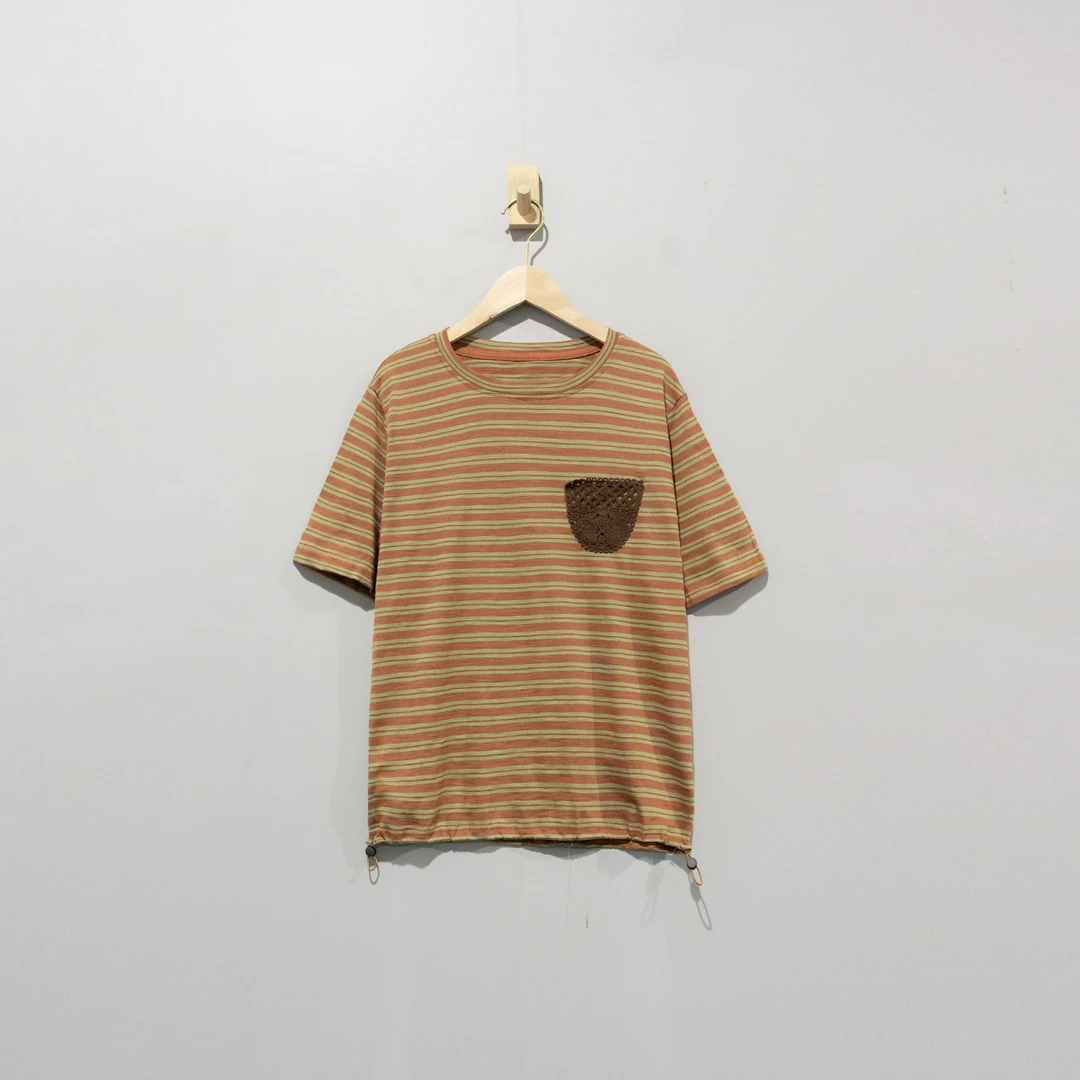 【且听风吟】0114838文艺棉条纹圆领复古百搭显瘦T恤 衣长63胸围122