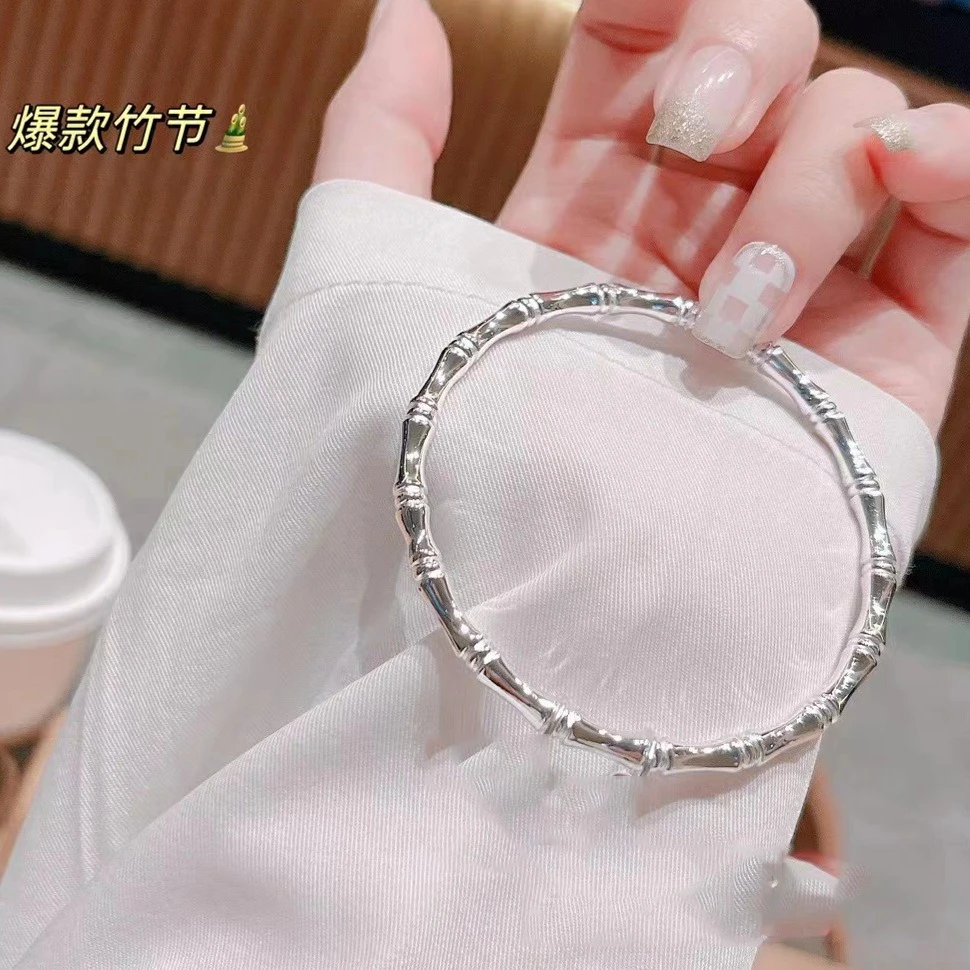 足银手镯 足银B54【约20g4N】足银9999竹节闭口实心亮面手镯