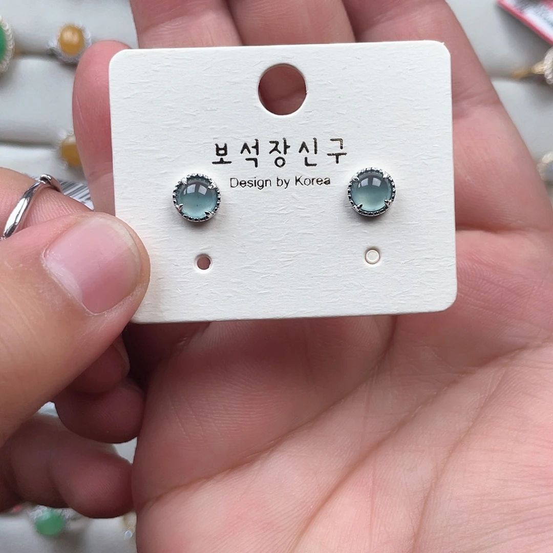 翡翠银S925镶嵌耳饰Oooooooo