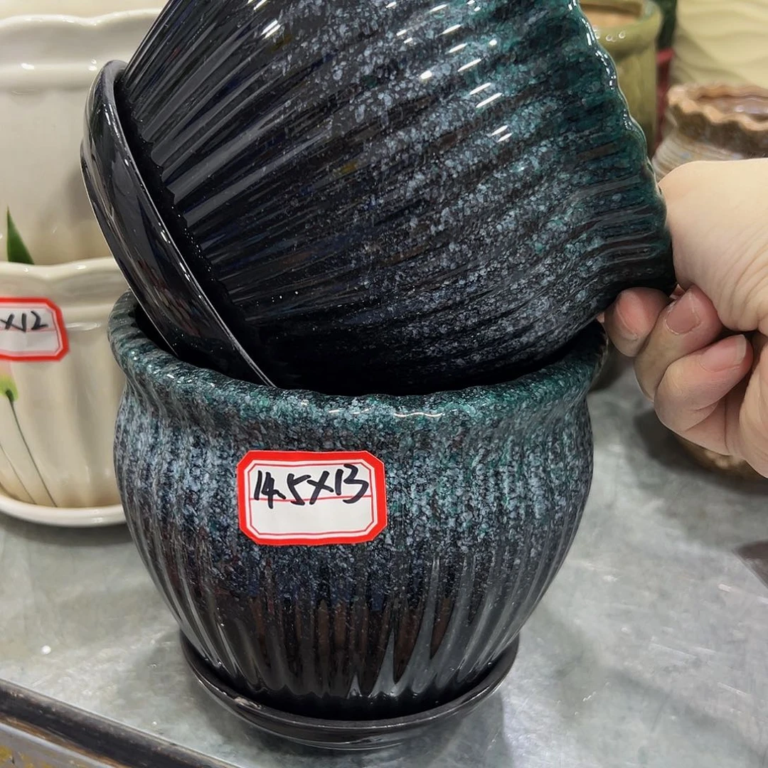 外贸尾单陶瓷花盆