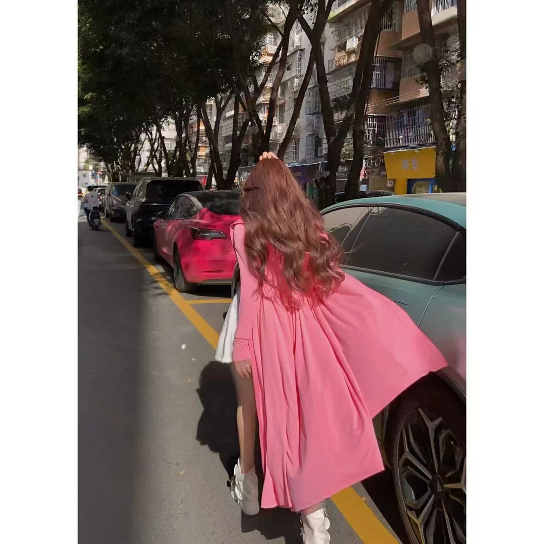 浪漫防晒衣女夏季2025新款长款修身紫外线冰丝防晒服收腰长裙