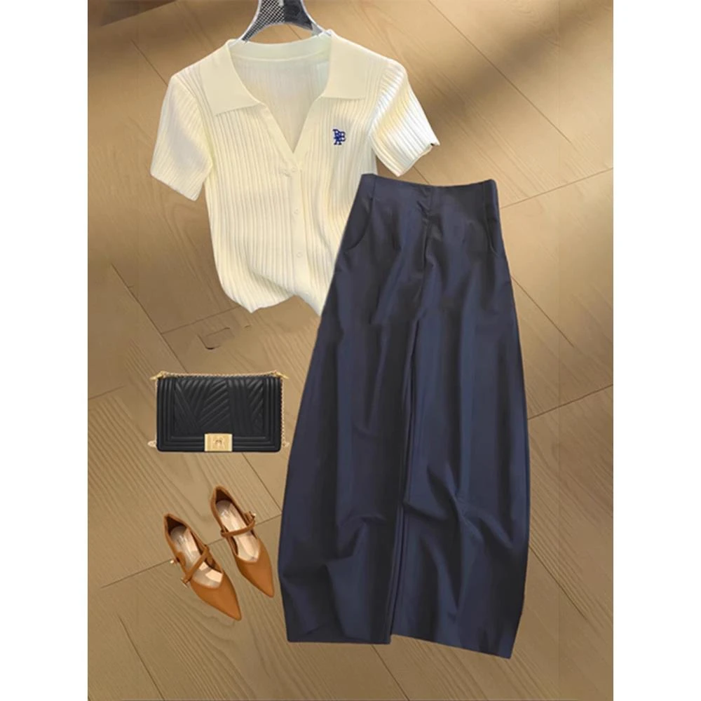 夏季穿搭一整套ootd减龄2025新款时尚小个子休闲阔腿裤两件套装女