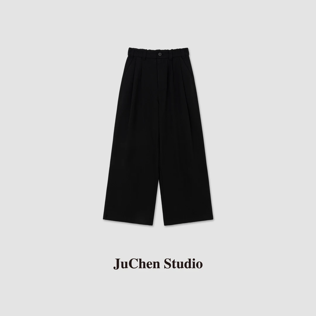 “高智欧尼”定织斜纹挺括有型调性后松紧腰阔腿休闲裤SS033879