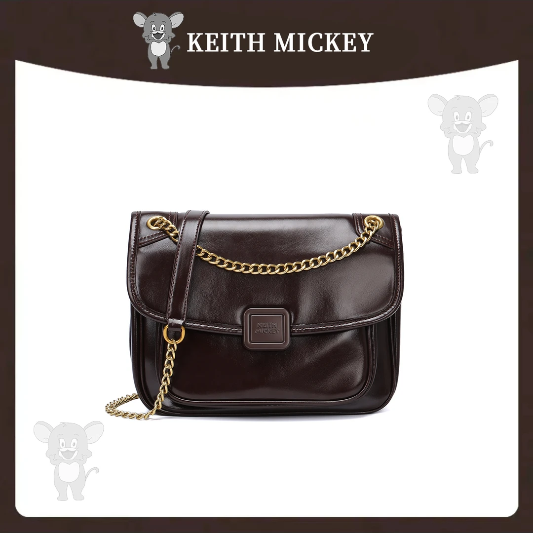KEITH MICKEY 新款时尚轻奢百搭单肩斜挎包KM8888咖啡色