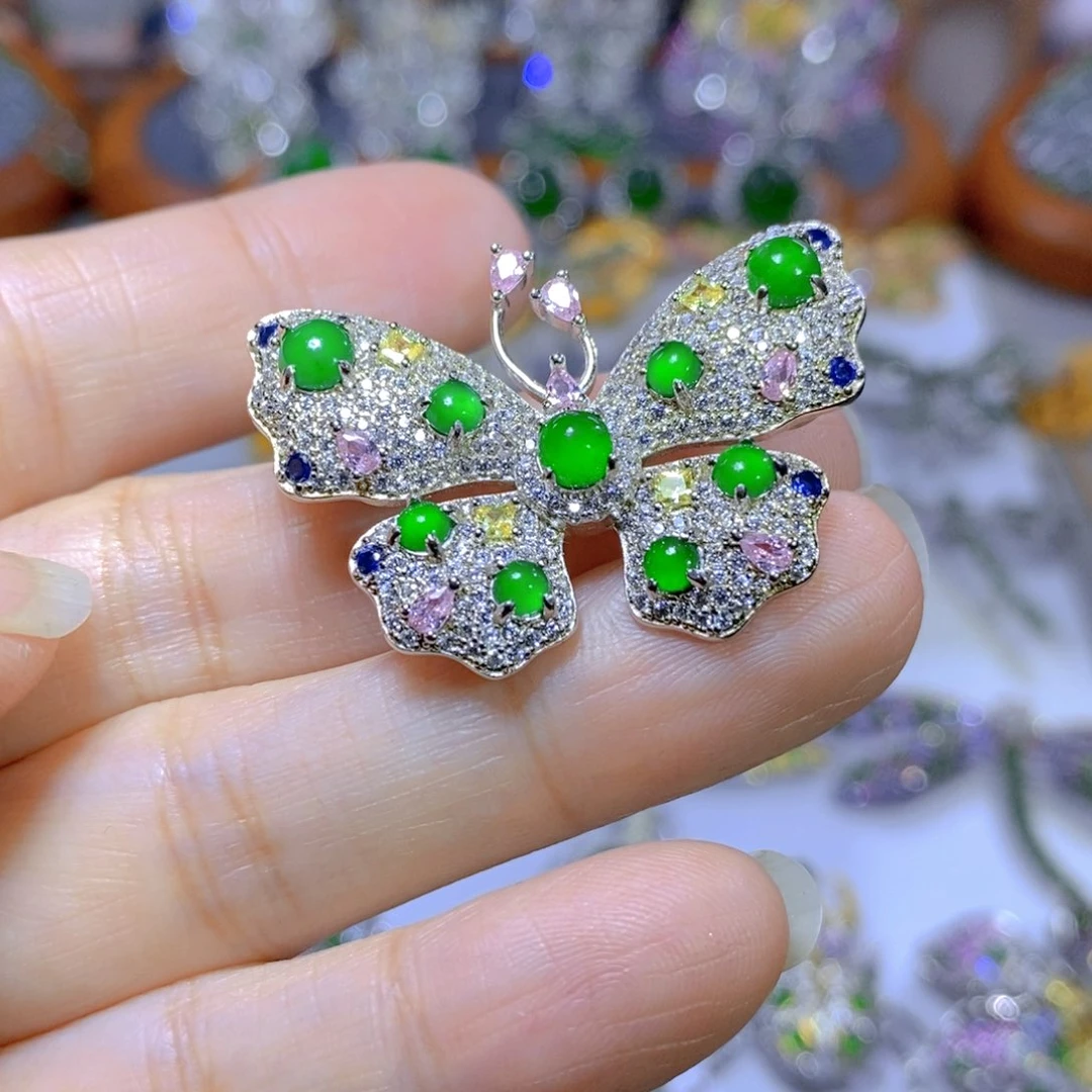 翡翠颈饰银S925镶嵌天然翡翠