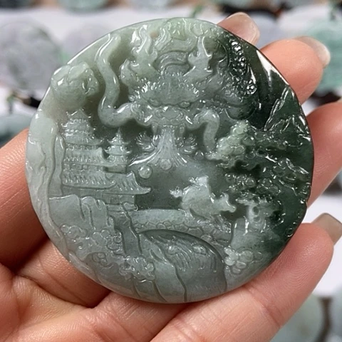 翡翠颈饰未镶嵌龙行天下福利