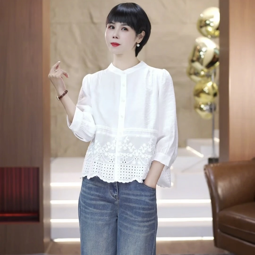 【渲渲推荐】QQ-6869春夏季时尚显瘦花边衬衣