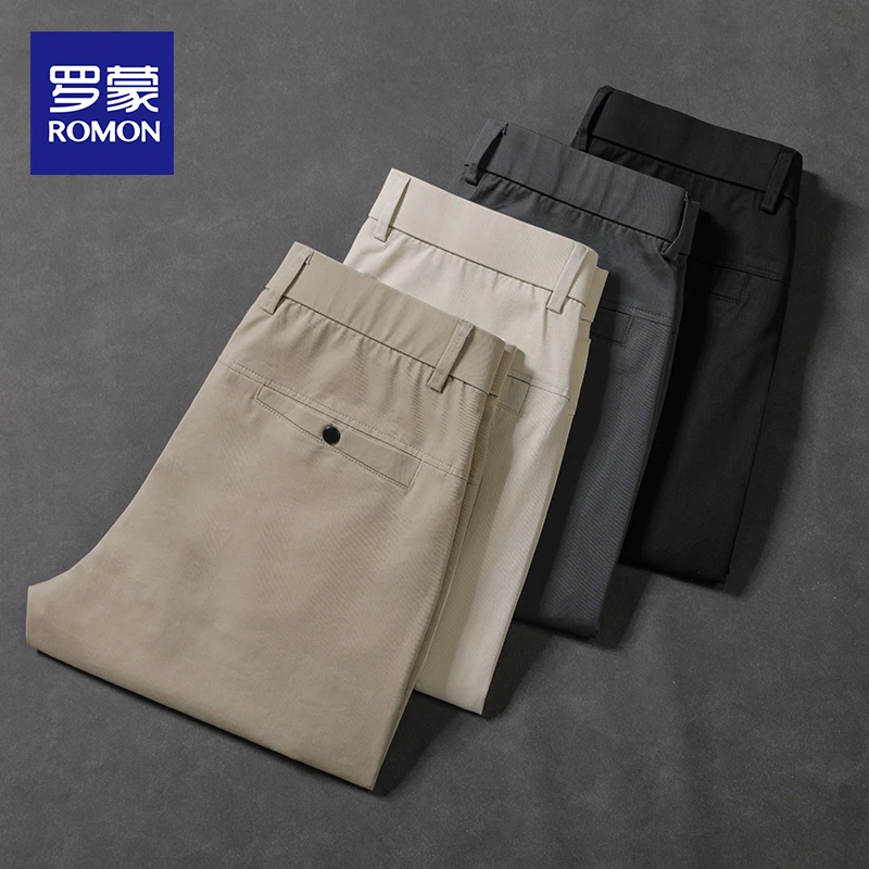 罗蒙休闲裤男士春秋季2026新款直筒修身长裤商务西裤舒适百搭男裤