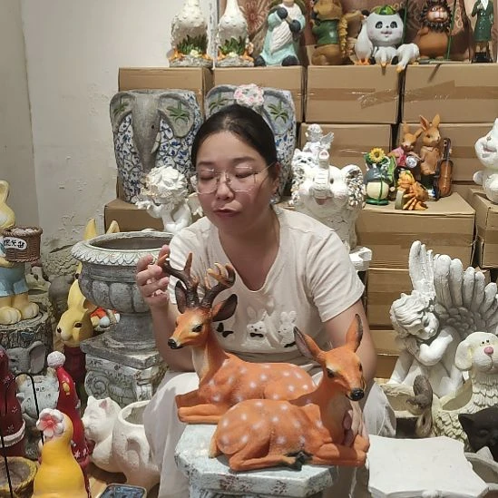 合成树脂树脂梅花鹿一对