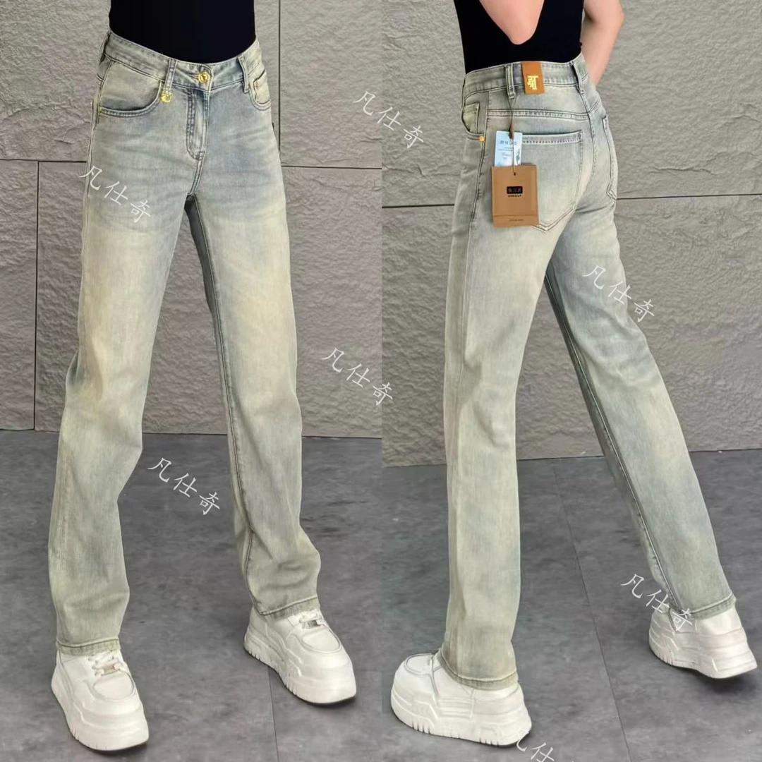 夏季新款高端男士薄款水洗修身牛仔裤复古百搭显瘦直筒休闲牛仔裤