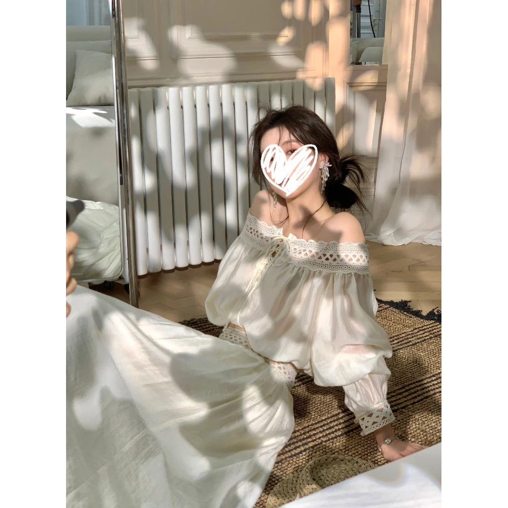 2025夏季新款海边度假慵懒风气质时尚上衣+半裙两件套