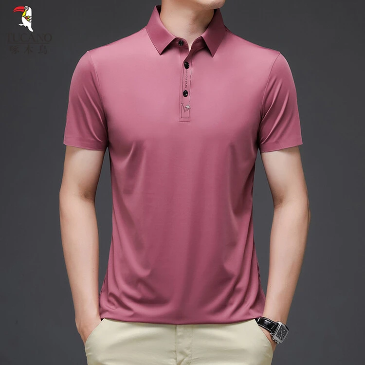 啄木鸟免烫中青年新款Polo衫短袖翻领透气刺绣夏季男装polo无痕