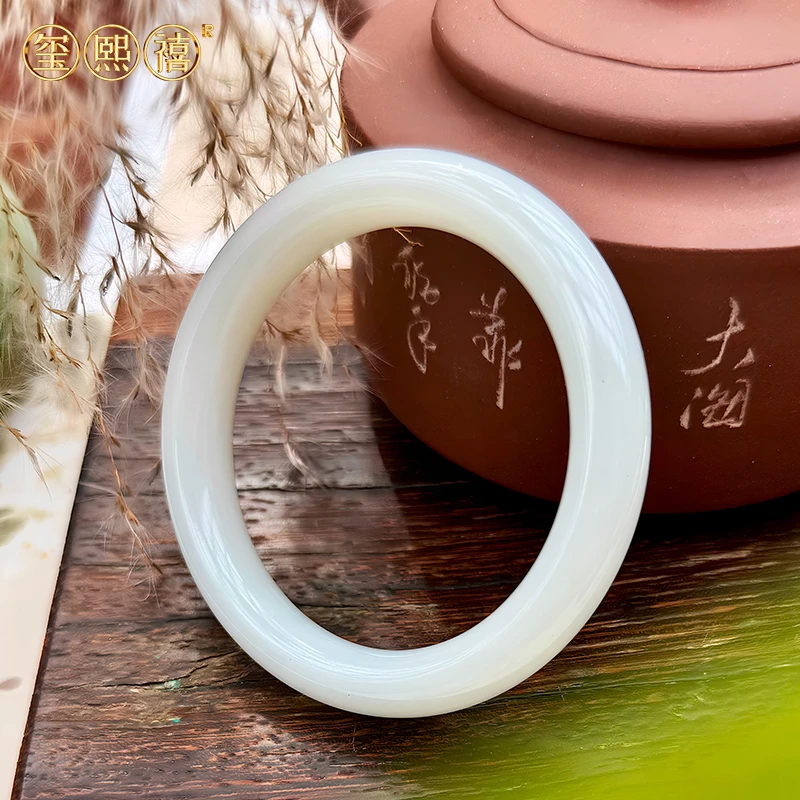 【和田玉俄白手镯】优雅温婉肉细61/12.1/10.1，64,17g