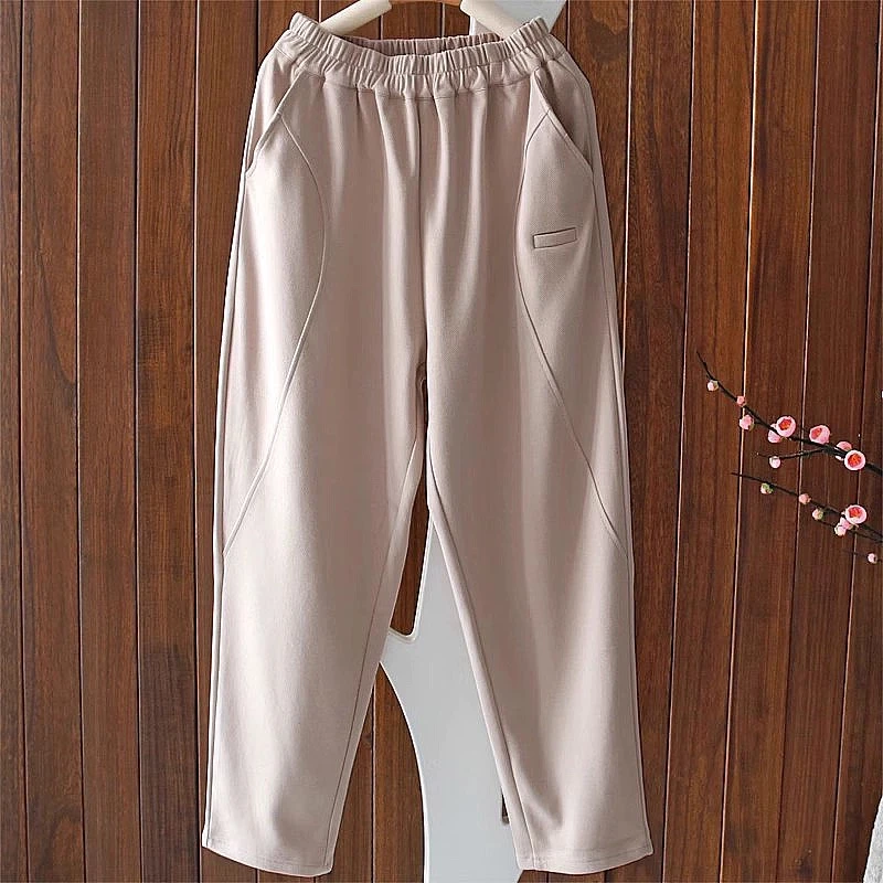 线下门店！!门店1&69复古针织哈伦裤女松紧腰宽松休闲裤ZJ322