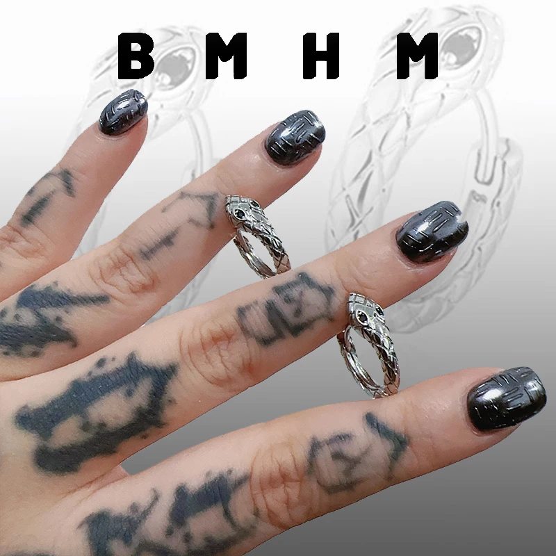 BMHM 铜合金耳饰 925银针灵蛇耳环轻奢冷淡风小众设计感镶钻蛇形