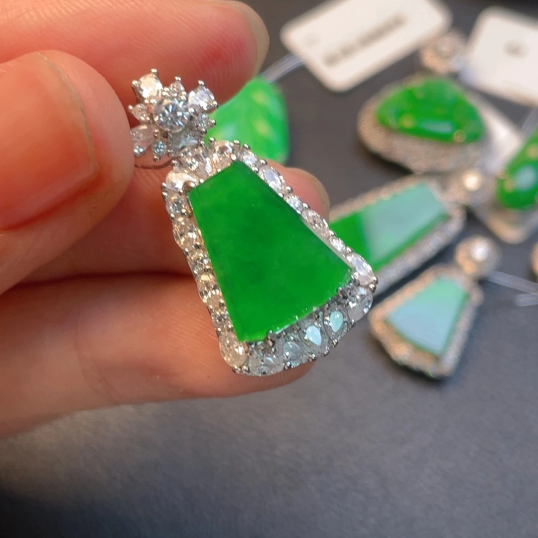 翡翠银S925镶嵌吊坠(不含链)