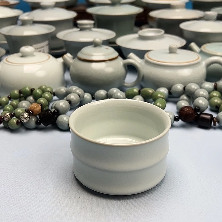 杯天青釉竹节杯原矿原釉原产地