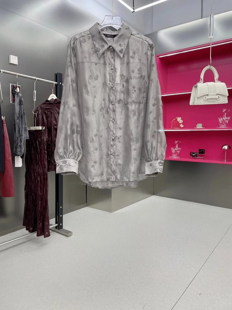 【籽言专属】文艺复兴风印花山系时尚套装通勤寸衫（2431C5178）