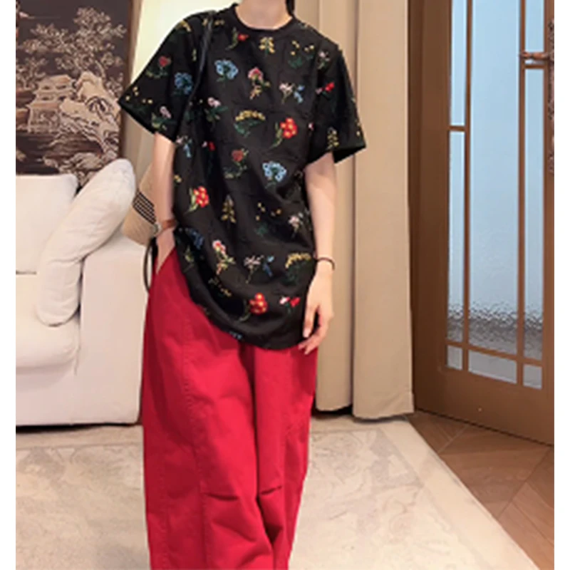 ZUOXIAOQI【清货】左小七百花刺绣短袖千金贵系衣服舒适绣花女装