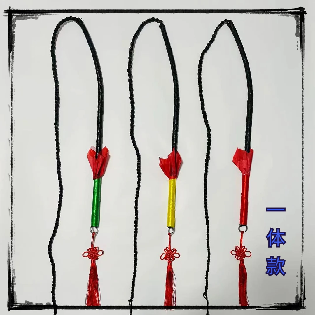 短把手一体化放羊鞭子牧羊鞭皮条拧制鞭头陀螺鞭甩鞭不锈钢鞭链