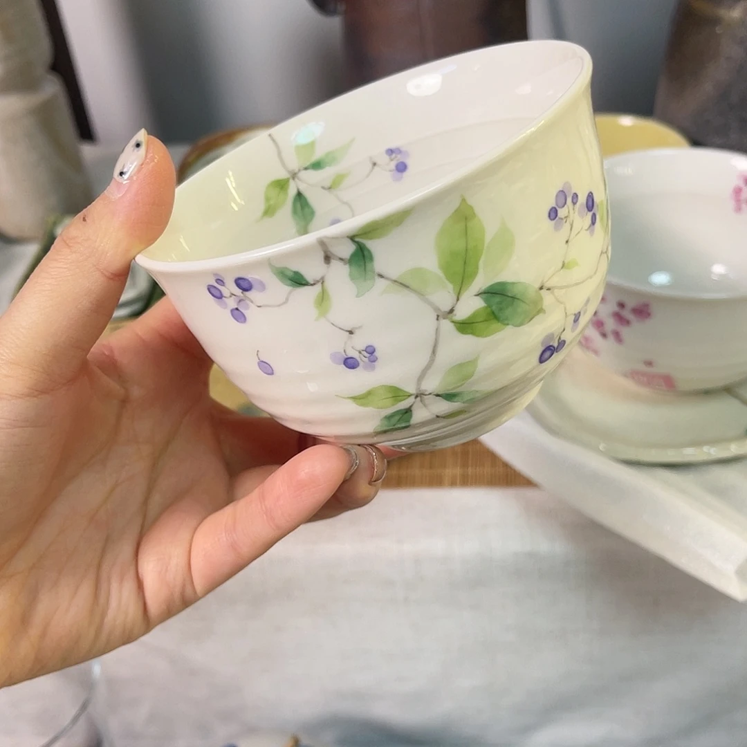 瓷片紫色果子干饭碗3