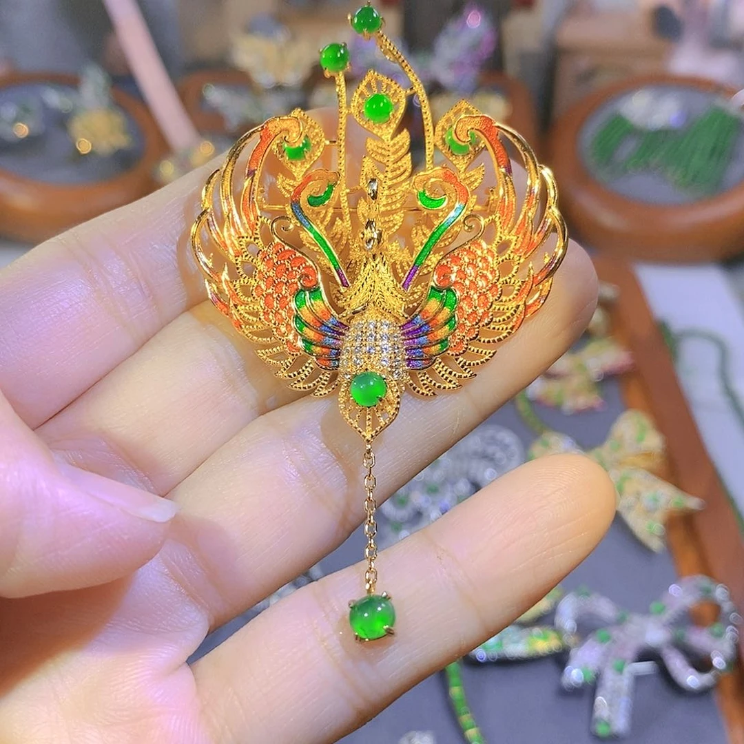 颈饰银S925镶嵌翡翠