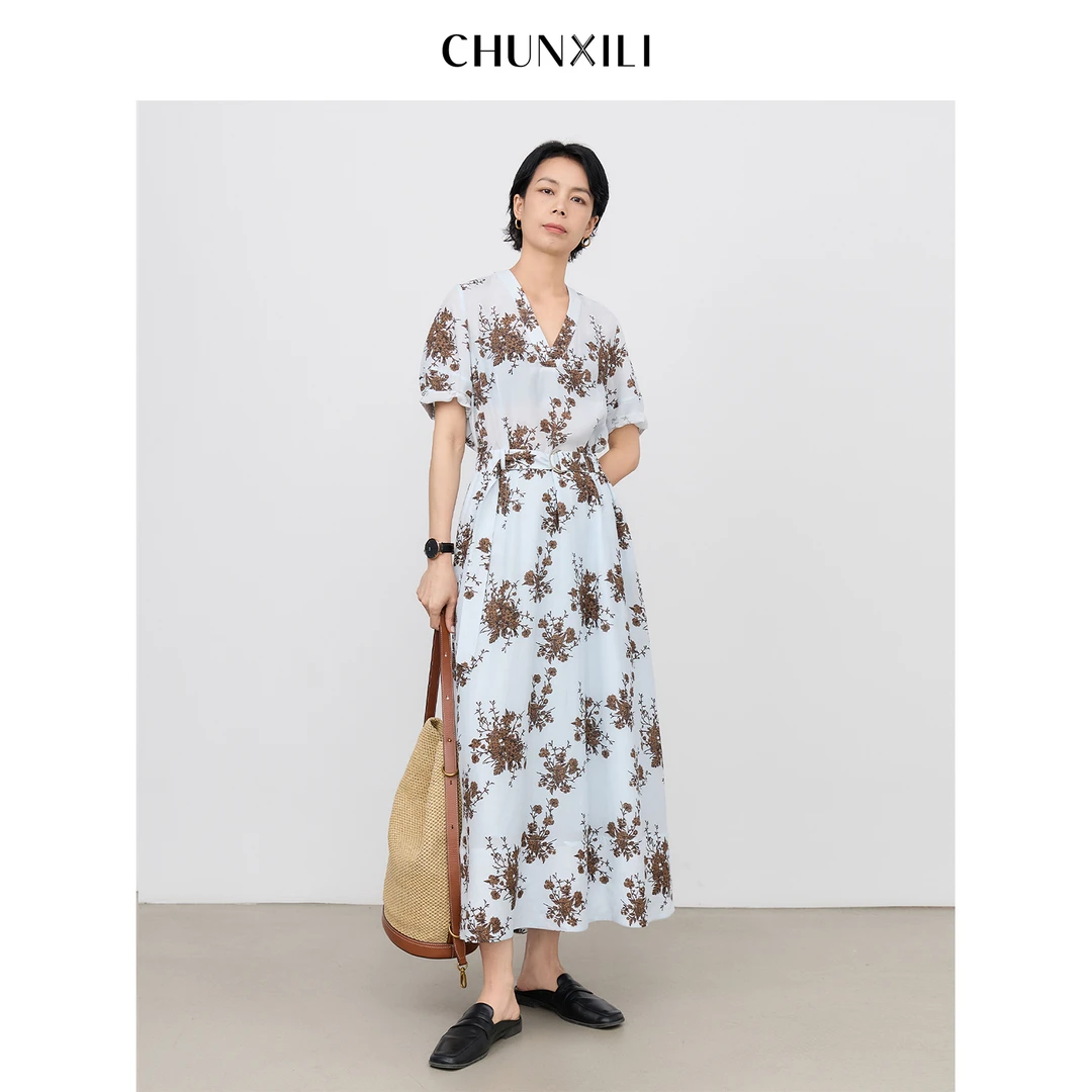 CHUNXILI/春熙里 夏季连衣裙优雅收腰长裙D03L52038