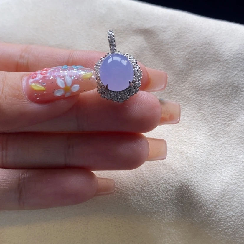 【闪购商品】翡翠颈饰18K金镶嵌冰红蓝紫蛋面吊坠