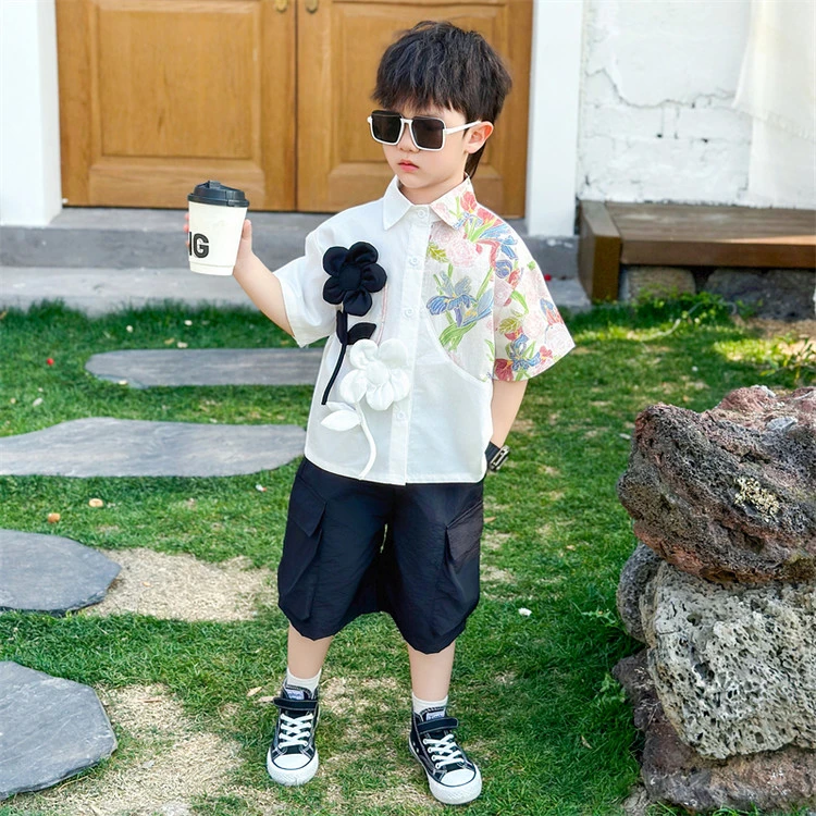 男童夏季套装2025新款儿童装短袖夏款痞帅气男宝宝夏季套装