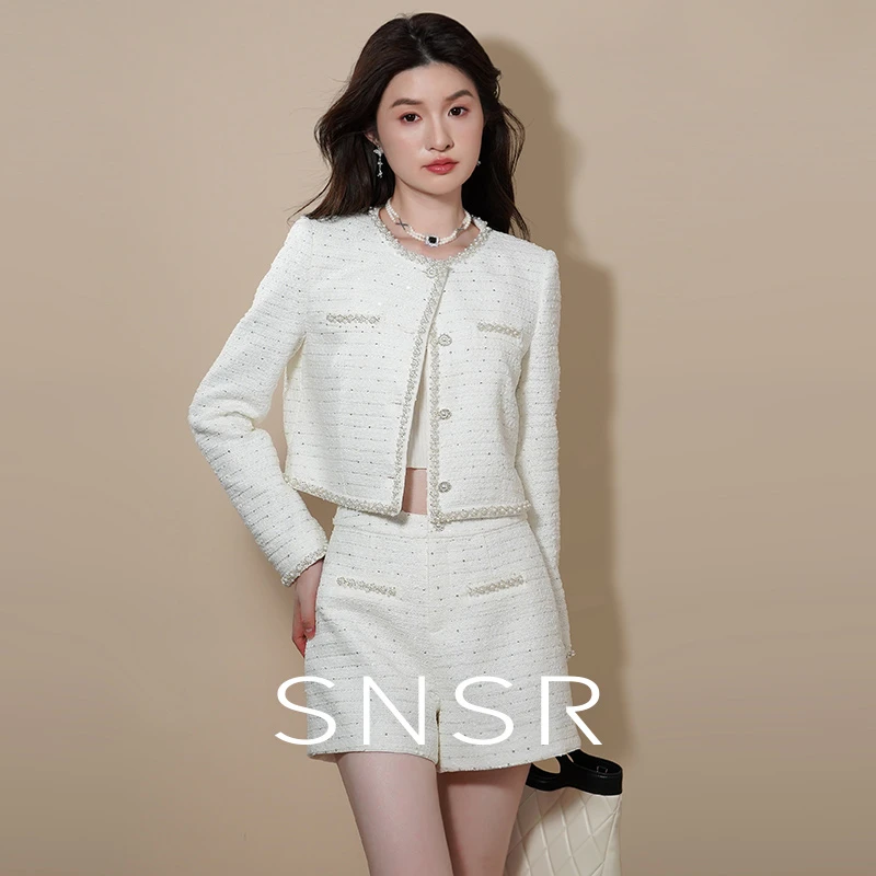 SNSR/圣妮思25秋季新款粗花呢财阀千金小香风套装 243C010TK222