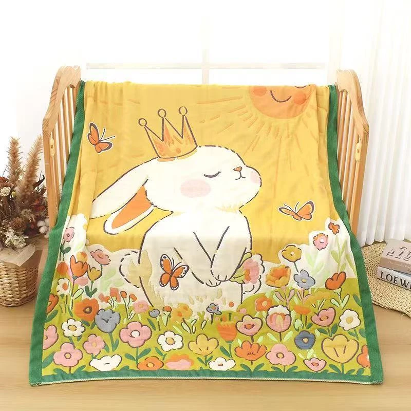 萌兔女王泡芙被150cm*200cm高端多功能超柔加厚轻奢纱布泡芙被