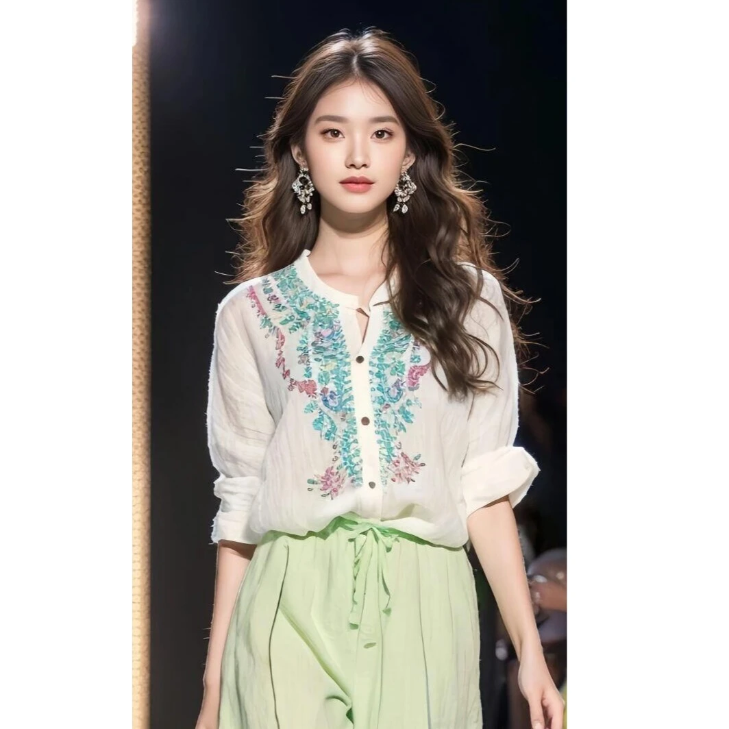 春装搭配复古度假风衬衫减龄漂亮休闲裤洋气小衫2025新款时尚百搭