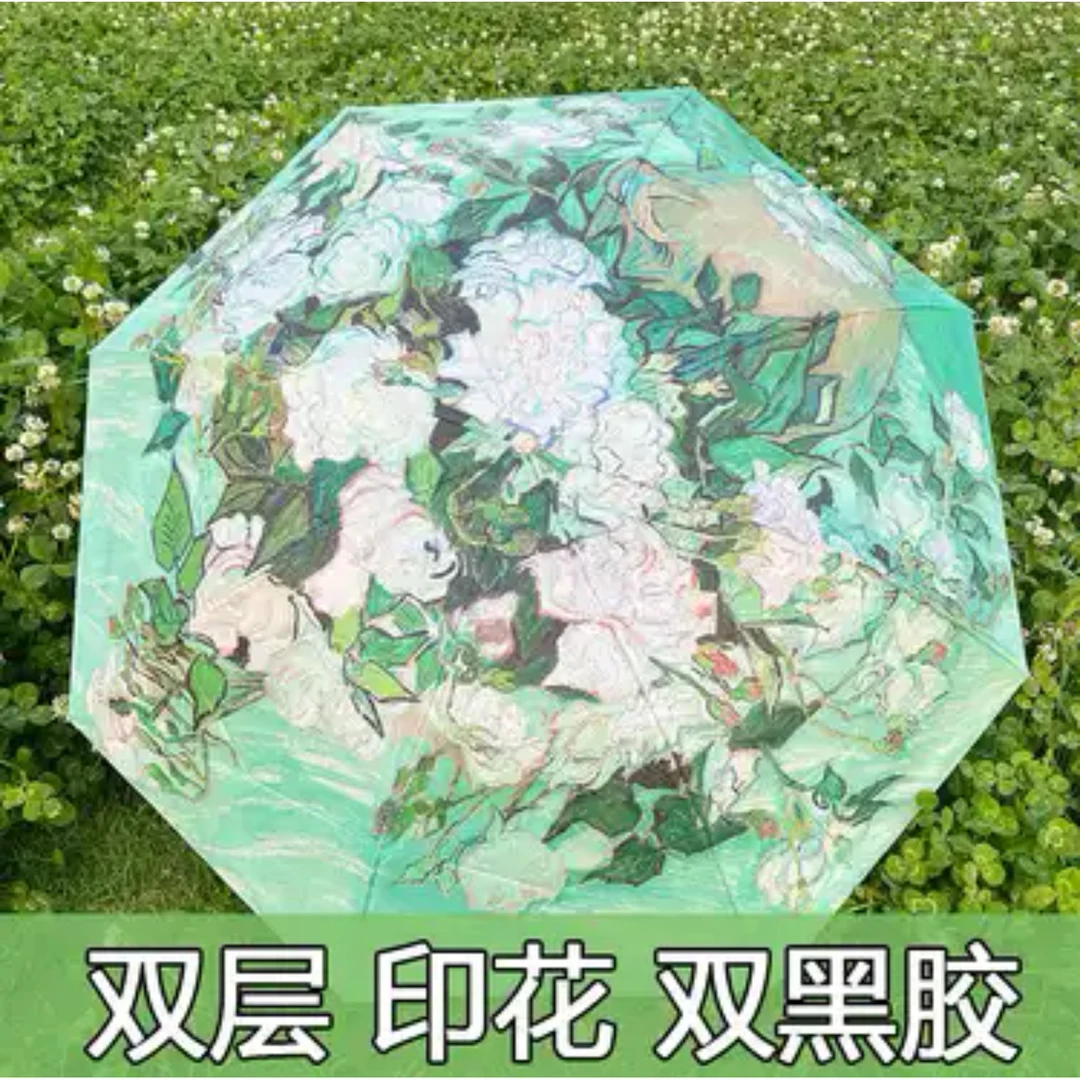 黑胶双层太阳伞防晒防紫外线遮阳伞女高级感折叠晴雨伞